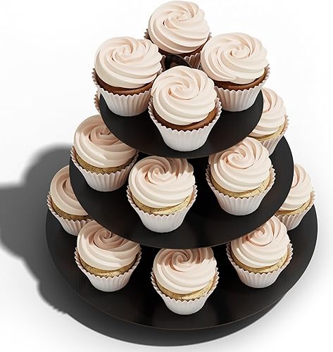 Miniatura 13 de BLISSUR Torre de soporte para cupcakes, paquete de 2, blanco, 3 niveles, soporte para cupcakes de cartón, porta postres para fiestas (blanco)