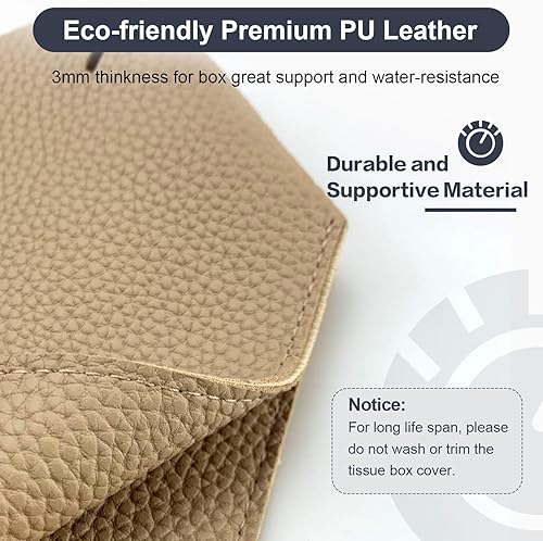 Miniatura 6 de Funda para caja de pañuelos 5 x 5 x 5 pulgadas de piel sintética, organizador de pañuelos cuadrado, caja de pañuelos cúbica para baño, encimera de