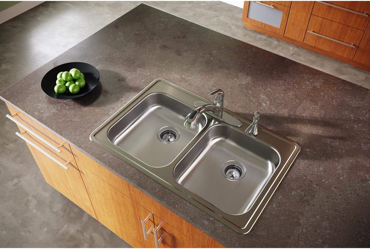 Elkay GE233214 Dayton Equal Double Bowl Top Mount Stainless Steel Sink