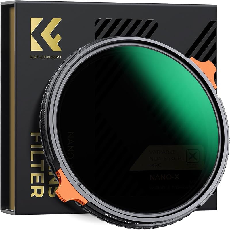 K&F CONCEPT Filtro de lente variable ND4-64 de 77 mm y efecto polarizador 2 en 1 | Polarización y densidad neutra variable (2-6 pasos) en 1 con 28 revestimientos múltiples para lentes de cámara (Serie Nano-X) FA703
