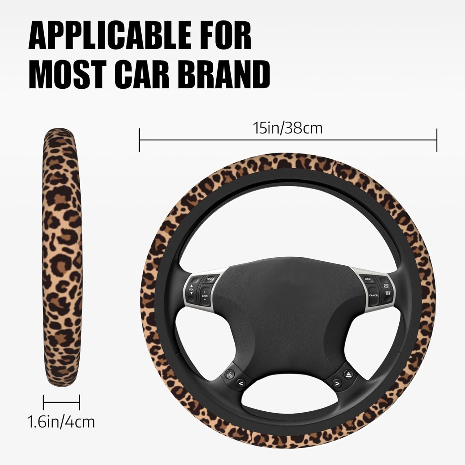 Leopard Steering Wheel Cover, Cheetah Universal Car Steering Wheel Covers for Women & Men, 15 Inch Anti-Slip Neoprene Stretchy Car Accessories Case for Vehicle Truck SUV - Image 5