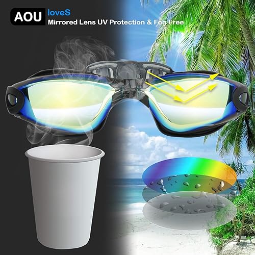 Miniatura 4 de Aouloves Swimming Goggles, Adult Swim Goggles for MenWomen, No Leaking, with Adjustable Strap Pool Water Glasses