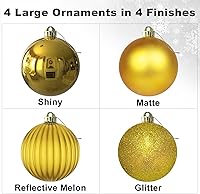 Vista 25 de Bolas de Navidad grandes de bronce de 3.2 pulgadas, adornos de decoración de árbol de Navidad, bolas colgantes inastillables para cumpleaños