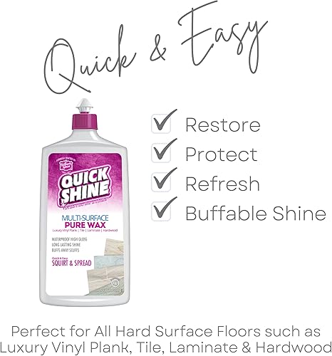 Miniatura 3 de Quick Shine Pure Floor Wax (27oz) Limpiador de pisos de madera dura y brillo (paquete de 2, 27 onzas)