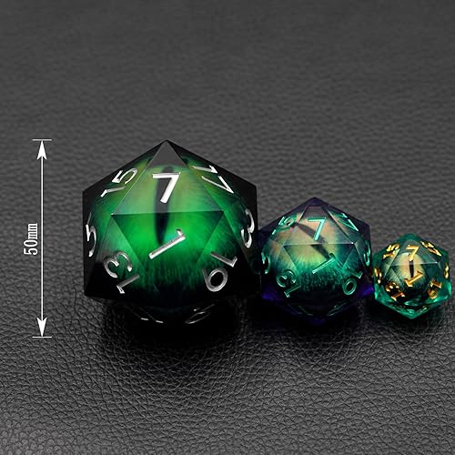 Miniatura 3 de Sharp Edge - Juego de dados de resina de globo ocular, 1.76 pulgadas de núcleo líquido Dungeons and Dragons D20 con funda de regalo, juegos de dados