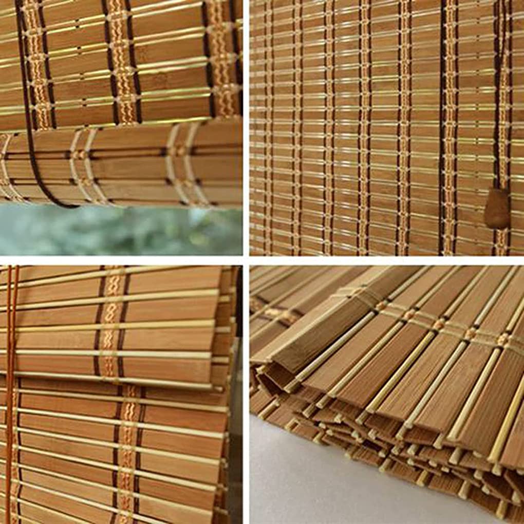 JIAOLUN123 Store Bateau En Bambou Rideau En Bambou Store à Rouleau En Bois Protection Solaire Enrouleur à Traction Latérale Pour Fenêtres Et Portes,Taux De Shading 50%,Personnalisable (90 X 140 Cm