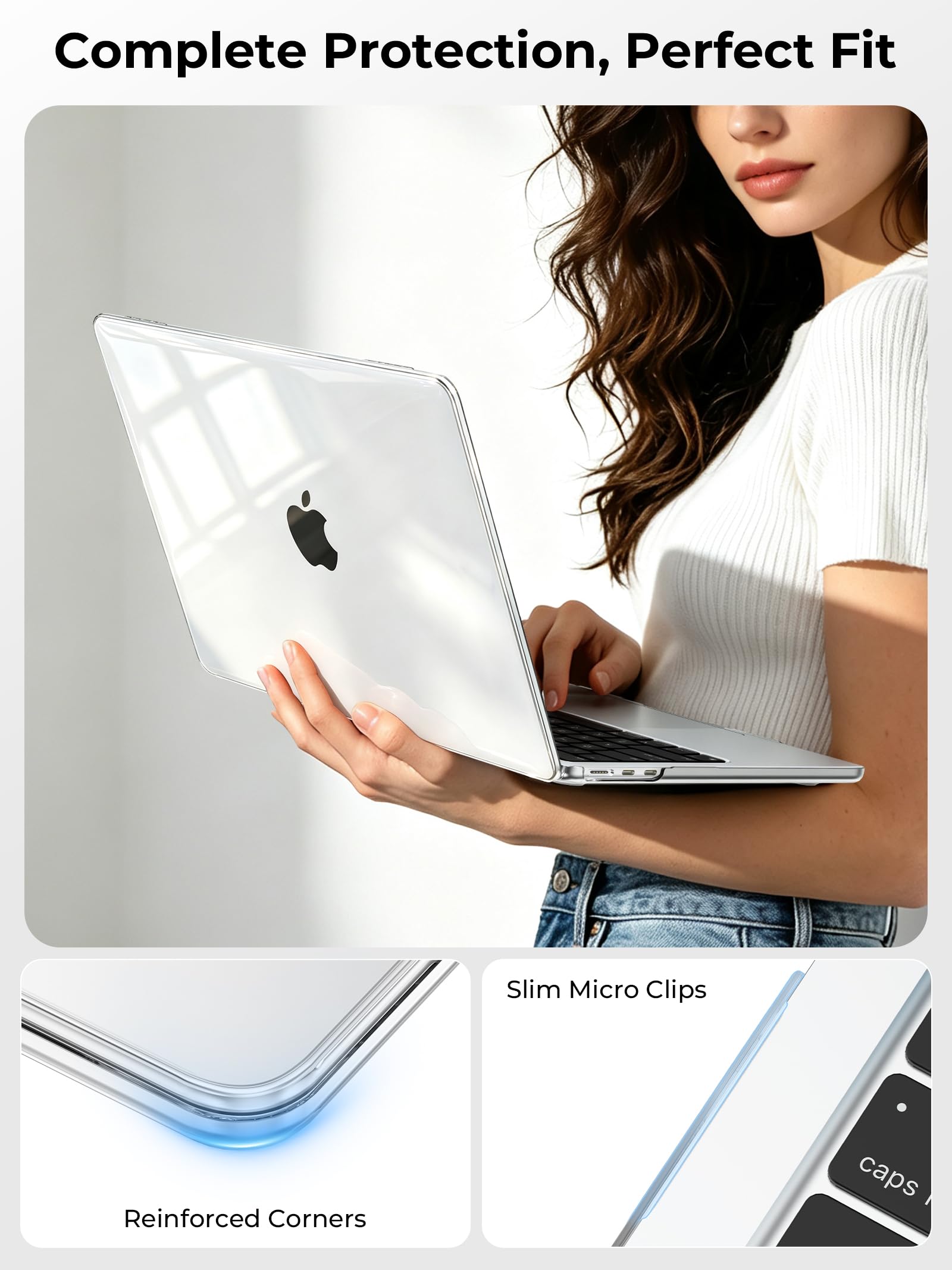 EooCoo Clear Case for Apple MacBook Air M5 13.6" Cover M4 M3 M2 2026-2022 — Amazon image 5