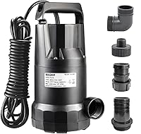Vista 1 de WASSERMANN Bomba de agua sumergible de 1/3 HP, diseño sin aceite con cable de alimentación de 10 pies, bomba de transferencia portátil de utilidad