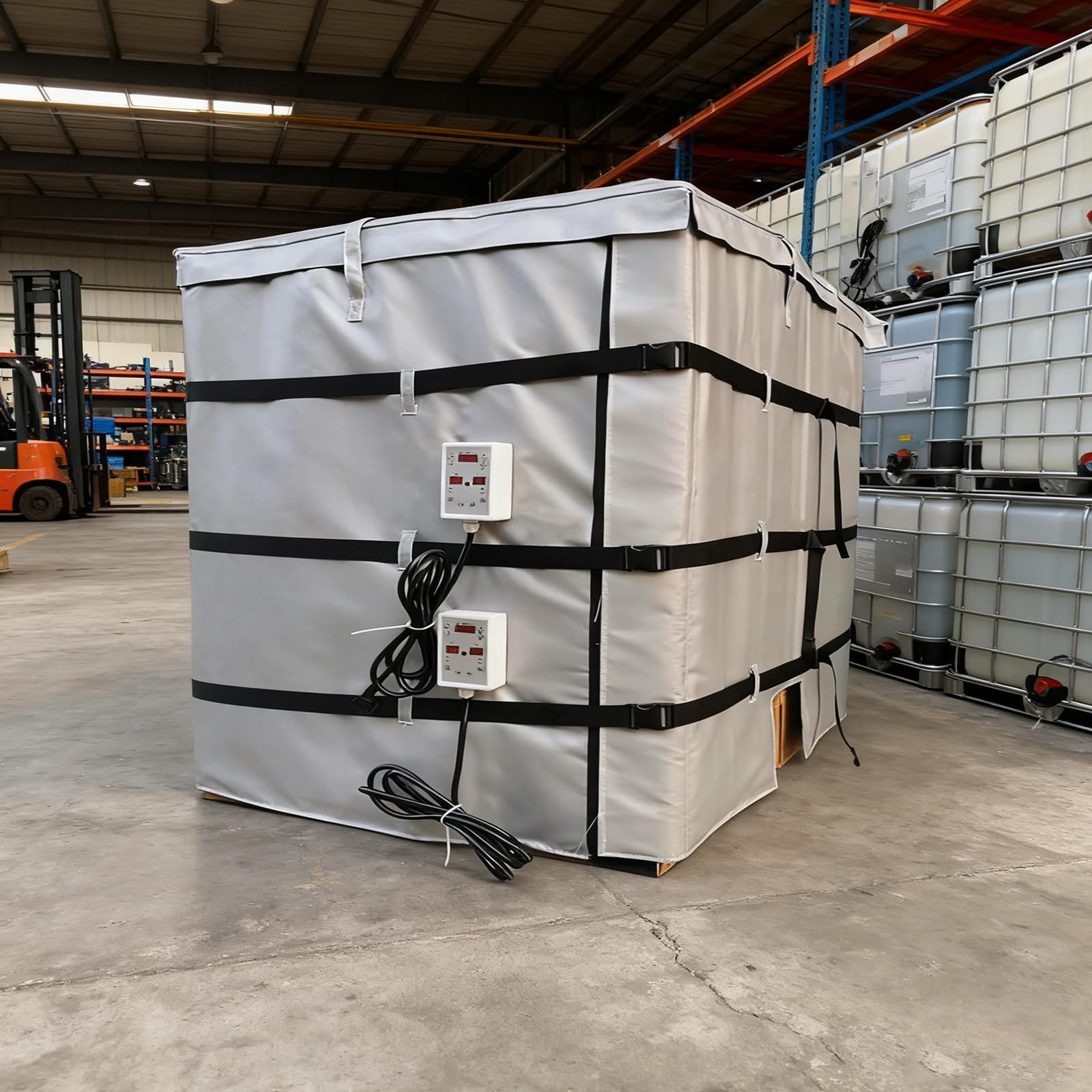 Manta Calefactora Para Ibc - Manta Calefactora Para Ibc De 200l/1000l-Control Inteligente De Temperatura Y Anticongelante,Capa De Aislamiento 10 Mm,Adecuada Para Bidones Aceite Y Bidones 1000L