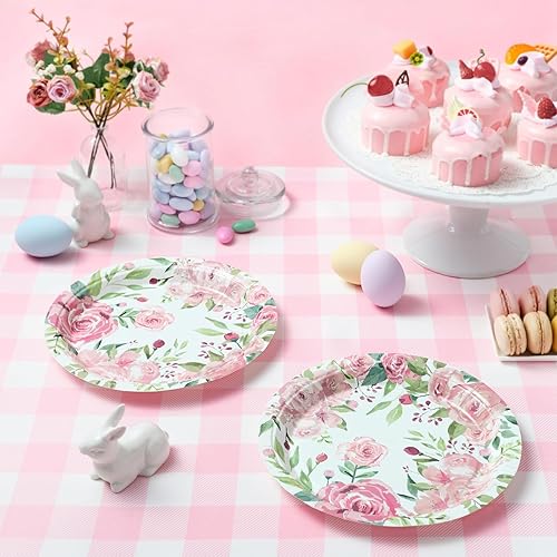 Miniatura 4 de BLUE PANDA 80 platos de papel vintage florales de 9 pulgadas para fiesta de té, novia y baby showers