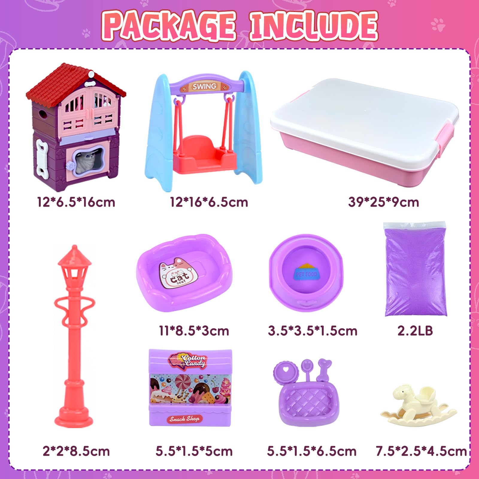 Jouet Sable Magique KNASON - Kit Avec Figurines Lapin/Hamster, Bac à Sable Sensoriel Pour Enfants 3+