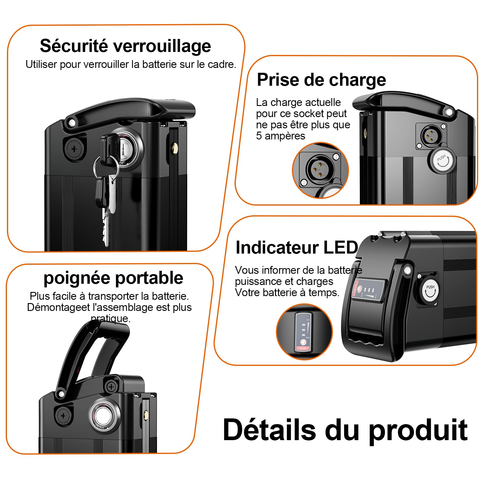 Batterie 36V EBike 13Ah/17.5Ah Lithium ION Batterie Fit pour Vélo Pliant Batterie de Remplacement pour 500W 350W 300W 250W Vélo Pliant Moteur