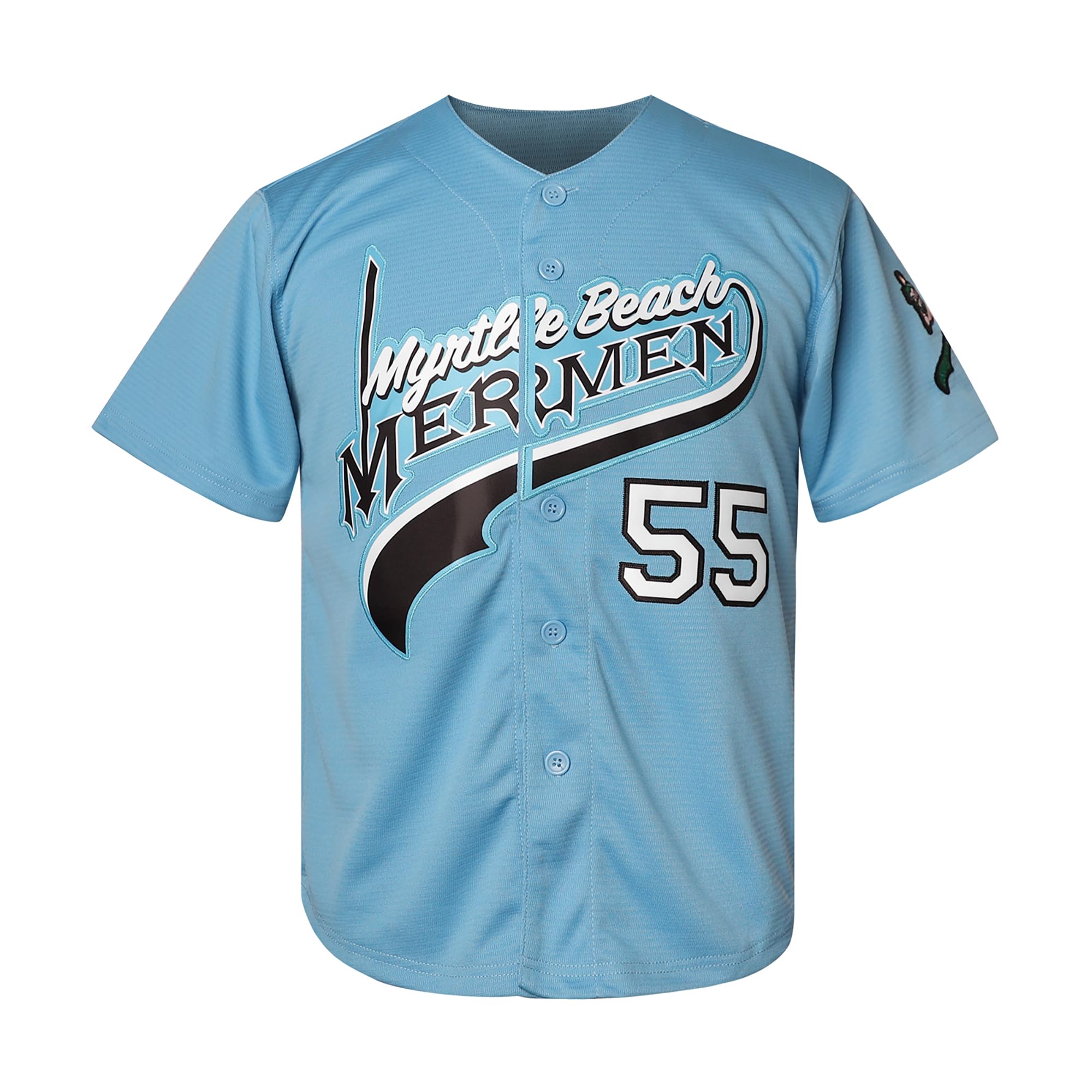 MESOSPERO Youth Baseball Jersey 55 Kenny Powers Shirt for Girl's Button Down Movie Jerey Stitched Blue S-XL (Small,Youth-55 Blue)