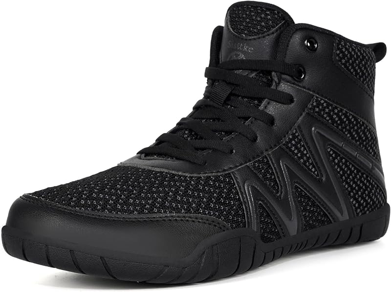 Sisttke Mens Wrestling Shoes Wide Boxing Boots | Wide Zero Drop Sole,Lightweight,Non-Slip,Weightlifting,Powerlifting,Bodybuilding,Fitness