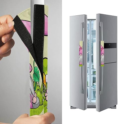 Miniatura 4 de Kigai Juego de 2 fundas para manija de puerta de refrigerador de Pascua, para electrodomésticos de cocina, nevera, microondas, lavavajillas,