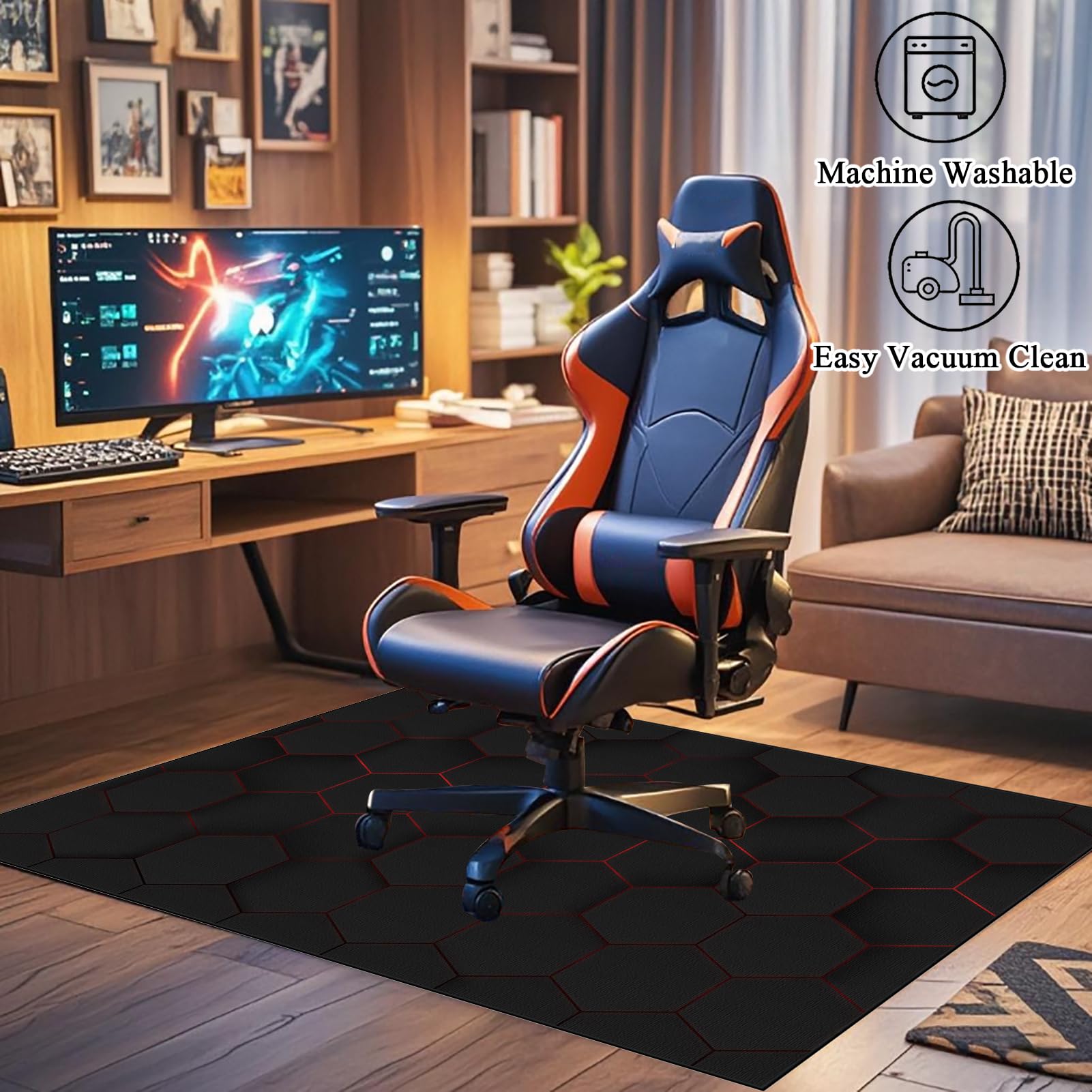 Tapis Gaming sol pour Sols Durs Tapis Protege Sol Chaise de Bureau, 160 x 200 cm Tapis Chaise de Bureau Protège sol Sous Chaise Anti Bruit Tapis De Protection De Sol pour La Maison Et Le Bureau