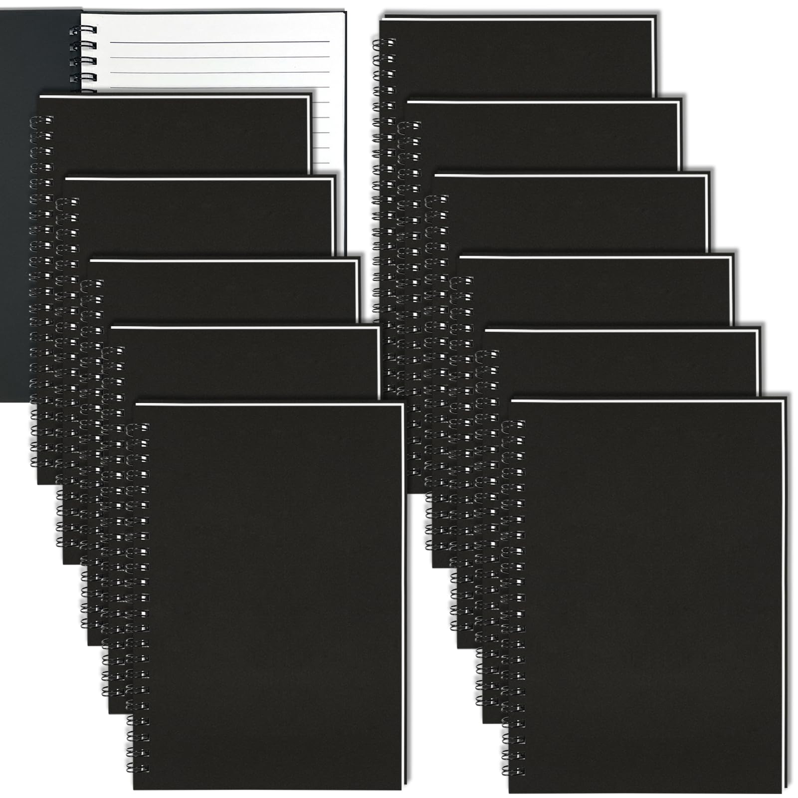 GINMLYDA Piccolo taccuino a spirale A5, confezione da 120 pagine a righe, 21 x 14 cm, colore nero, copertina in carta kraft, quaderni e blocchi per appunti per scuola, casa, ufficio, schizzi estetici