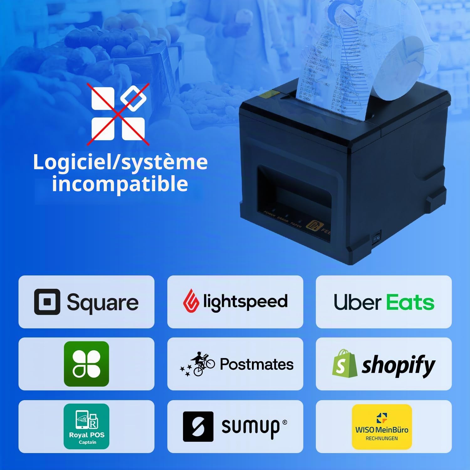 NetumScan NS-8360LW Bluetooth USB LAN 80mm POS Thermal Receipt Printer with Auto Cutter Cash Drawer