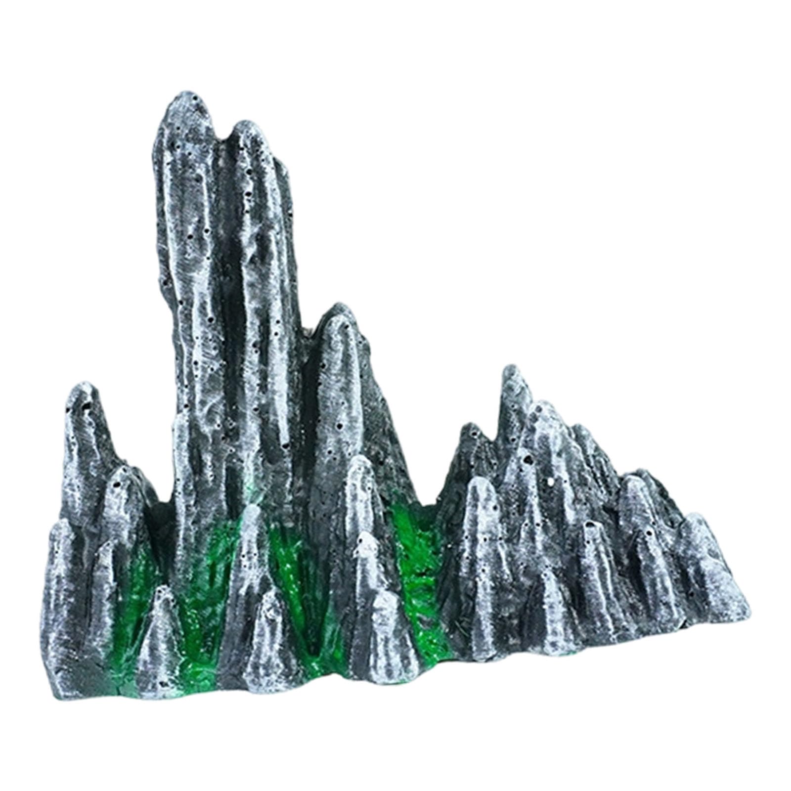 ZEPFJHE Handcrafted Resins Aquascaping Ornament Fake Rock Mountain with Mosses Decoration for Fish Shrimp Aquariums Accessories Aquarium Decoration