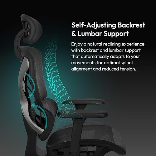Miniatura 3 de THUNDERX3 XTC Silla de oficina ergonómica para adultos, silla de escritorio con respaldo alto, inclinación síncrona, soporte lumbar y respaldo