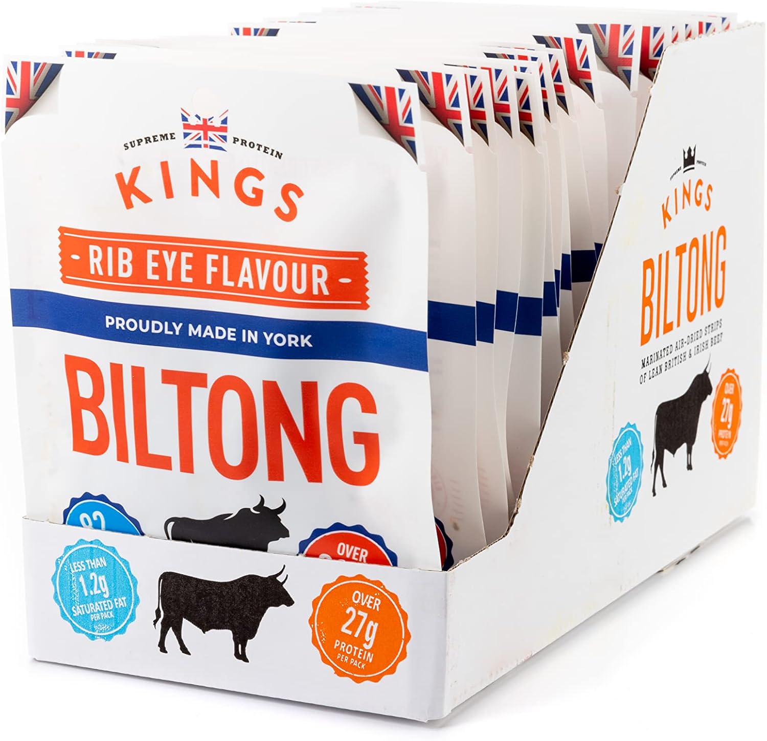 Kings Rib Eye Flavour Beef Biltong Box of 16 x 35g Packs Amazon.co.uk