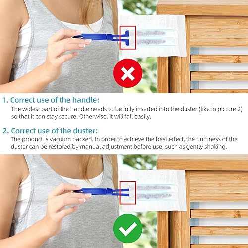 Miniatura 8 de 30 repuestos de plumero compatibles con Swiffer Dusters 180  Mango extensible, reemplazo de plumero multisuperficie resistente de 180 con 1 mango
