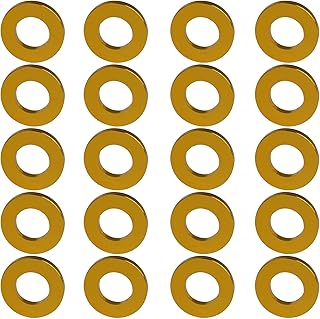 Yaruijia Aluminum Flat Washer M3 M4 M5 M6 M8 Aluminum Alloy Gasket Bolt Pitch Adjustment Spacer for Drones, Toys, Models, DIY Parts Pack of 20 (Golden, M6)