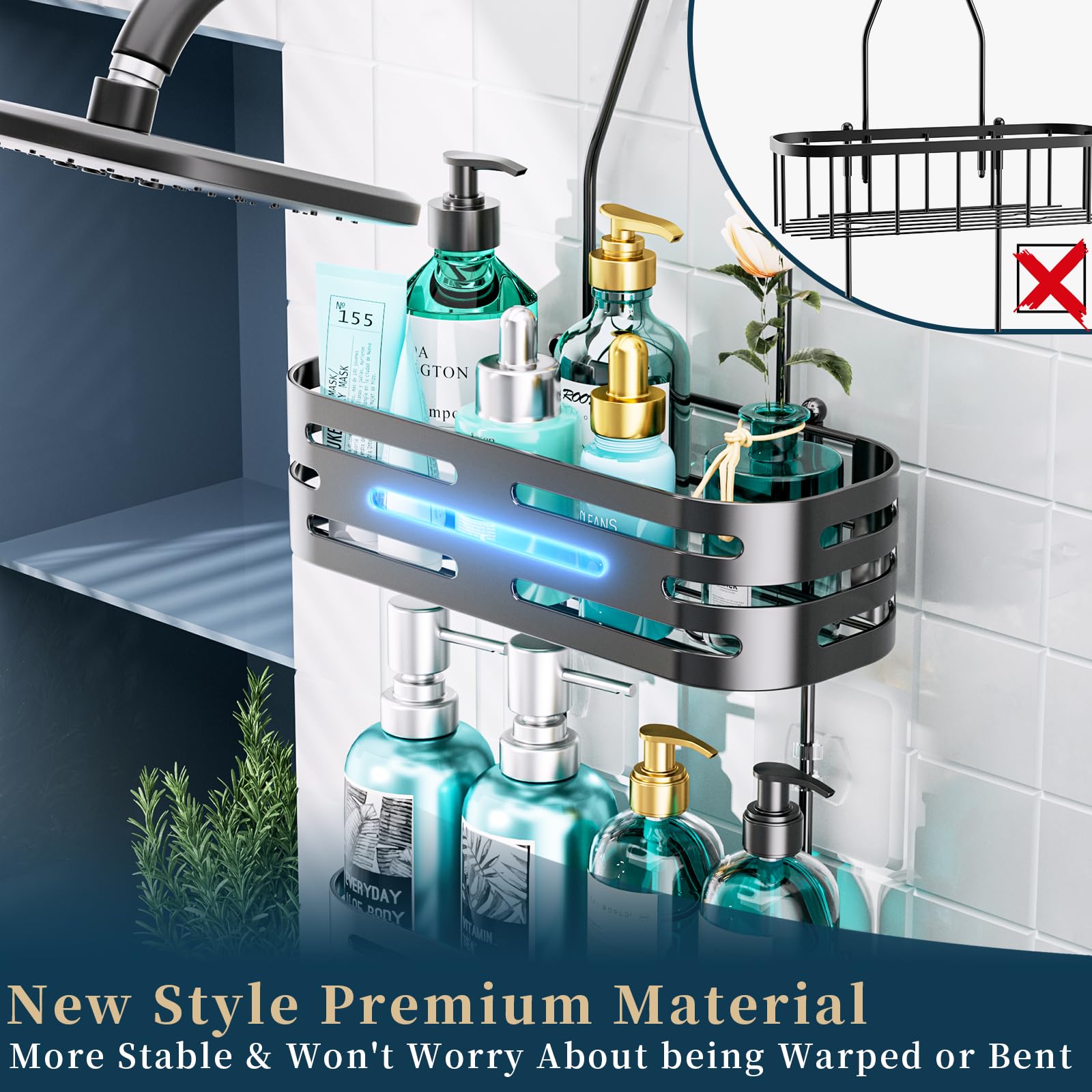 Étagère De Douche, Porte-shampoing, étagères Réglables Pour Barre Coulissante, Organisateur, Porte-savon – Acheter Les Meilleurs Produits Dans La Boutique En Ligne