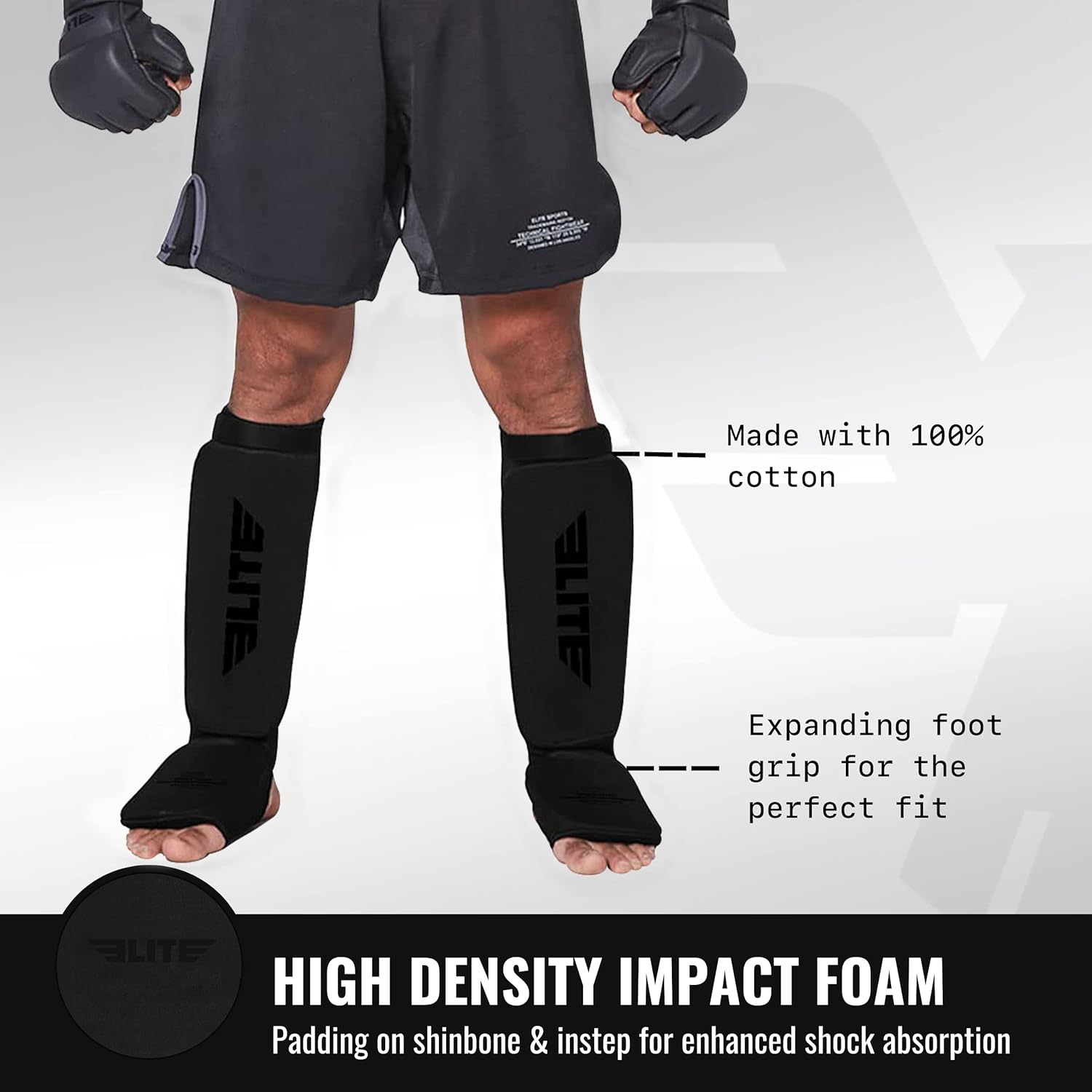 Muay Thai MMA Kickboxing shin Guards, Elite Sports Instep Guard Sparring Protective Leg shin Kick Pads for Adults : Sports & Outdoors