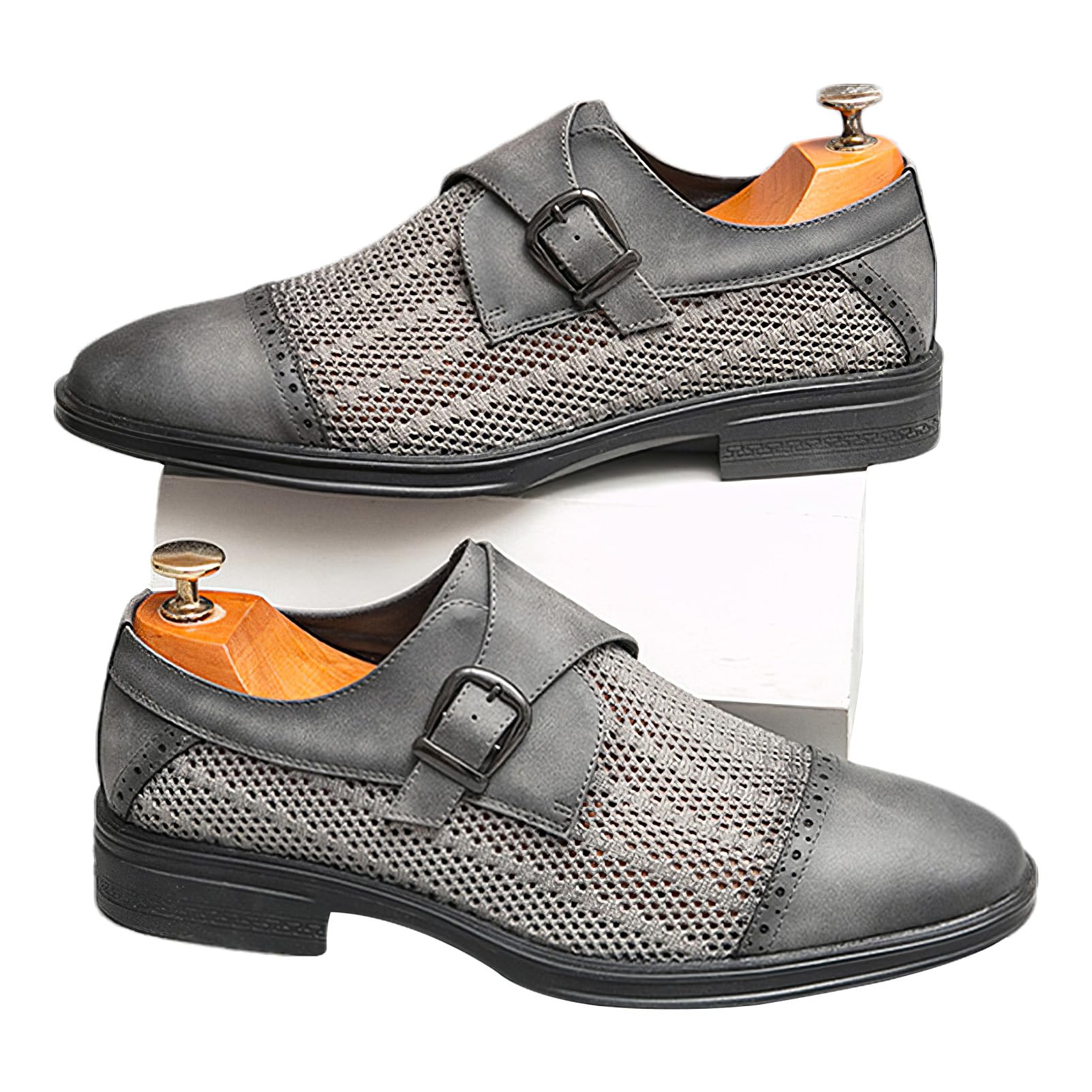 ANUFER Uomo Incavato Estate Scarpe da Sera Bello Singolo Fibbia del Monaco Scarpe da Lavoro