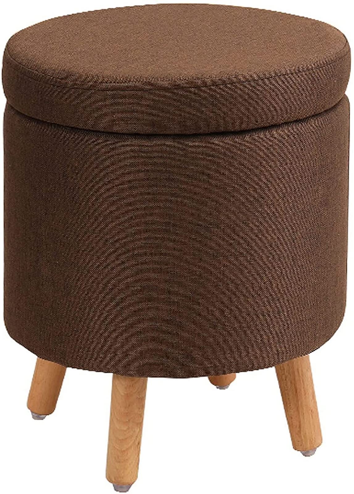 Repose-Pieds en Bois de Qualité Supérieure et Assise Coton Lin Marron