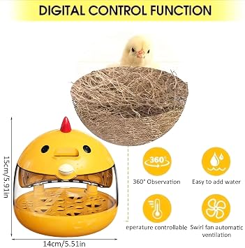 Egg Incubator for Hatching Chicks, Low Noise Automatic Temperature Control Hen Shaped Chicken Egg Incubator with Clear Window for Small Poultry Ducks Quails Incubators for Hatching Eggs