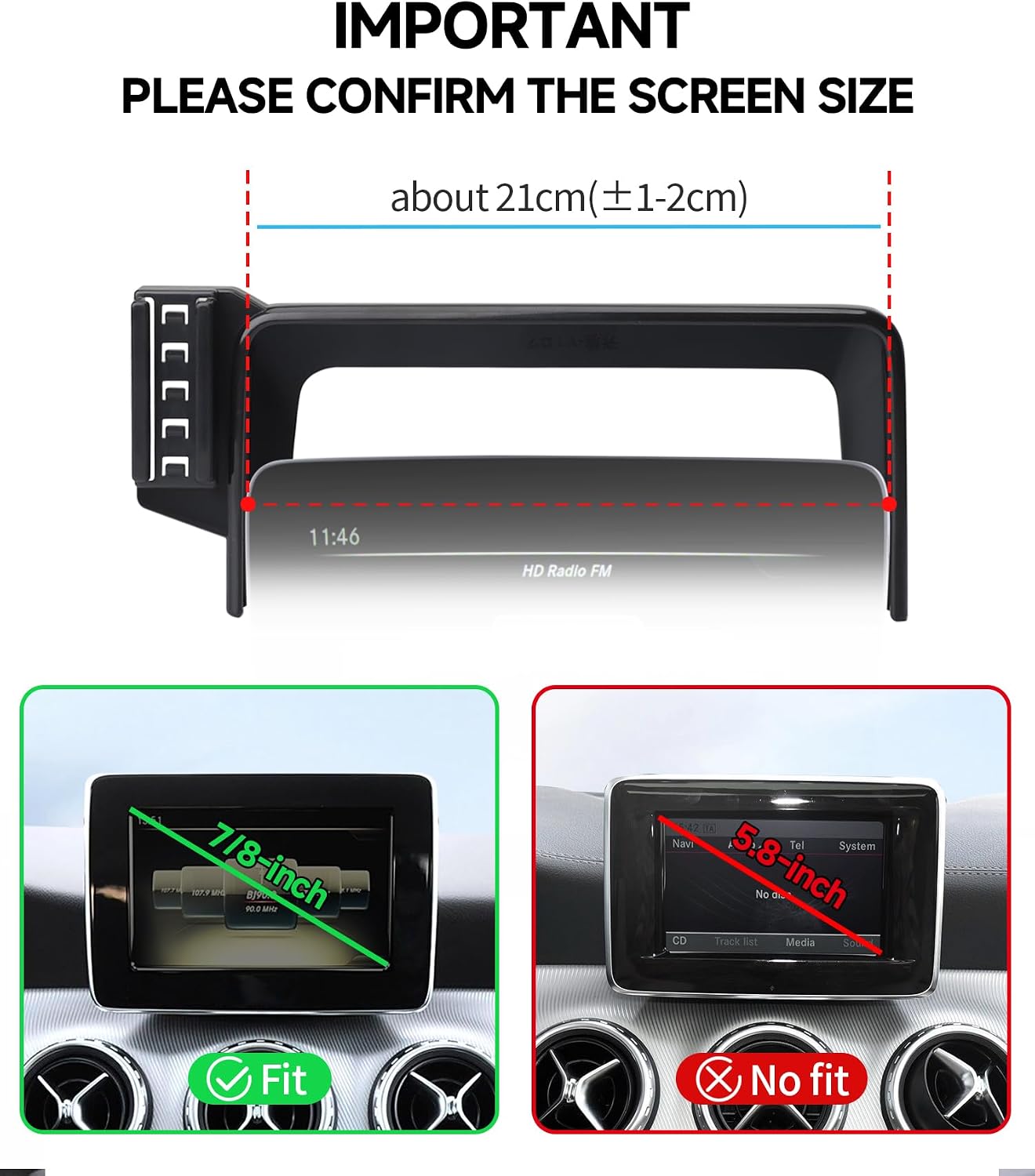 Qi2.2 Max 25W Fast Wireless Car Charger Phone Holder for 2015-2019 Mercedes Benz CLA / 2016-2020 GLA / 2017-2019 A-Class 7/8-Inch Screen, Magnetic Phone Mount Compatible with MagSafe