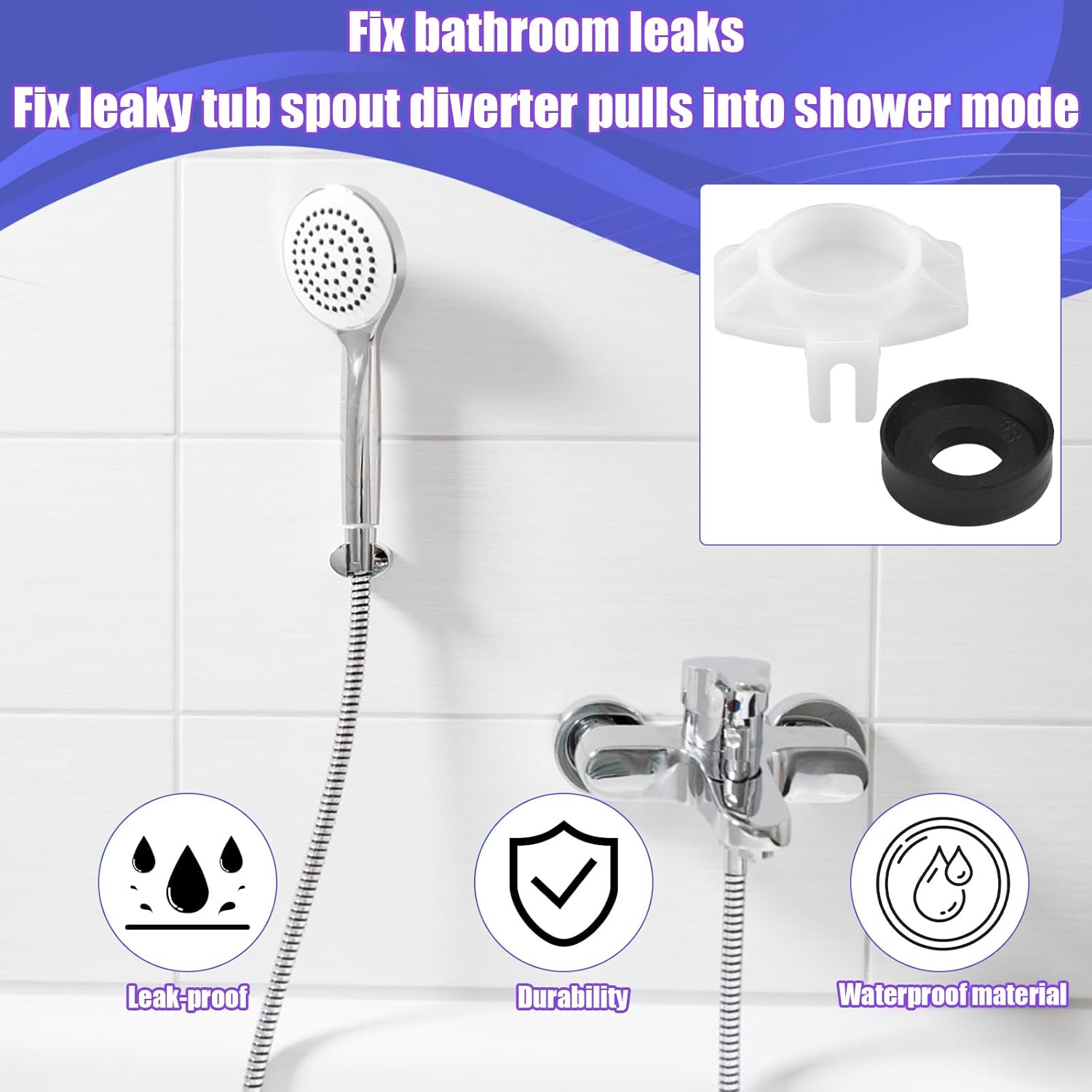 6 Sets 101237 Cup Seal & Diverter Gate for 3800 Extra Large Tub Spout Diverter Repair Kit, Tub Spout Replacement Parts for Bathtub Shower Faucet Spouts