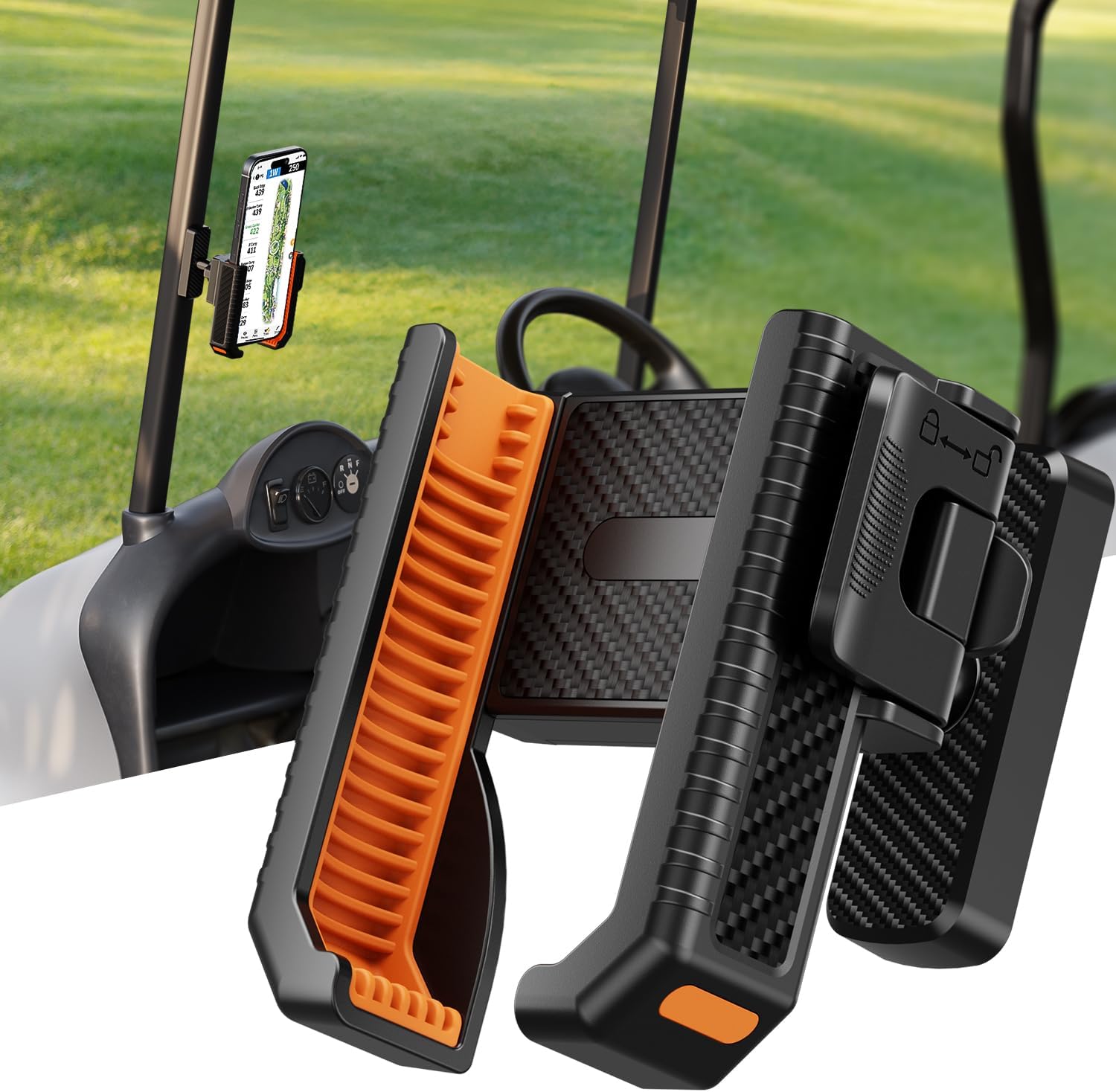 TODI Magnetic Golf Cart Phone Holder Mount, 360° Rotation Golf Cart Accessories for Men Golfers, Universal Phone Clamp, Golf Gifts for Men Dad Him, EZGO Club Car Yamaha