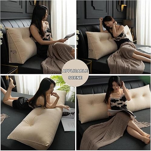 Miniatura 6 de Almohada triangular para cabecero, cojín triangular de color sólido, almohada de descanso en cama, almohada extraíble con soporte de cuña grande