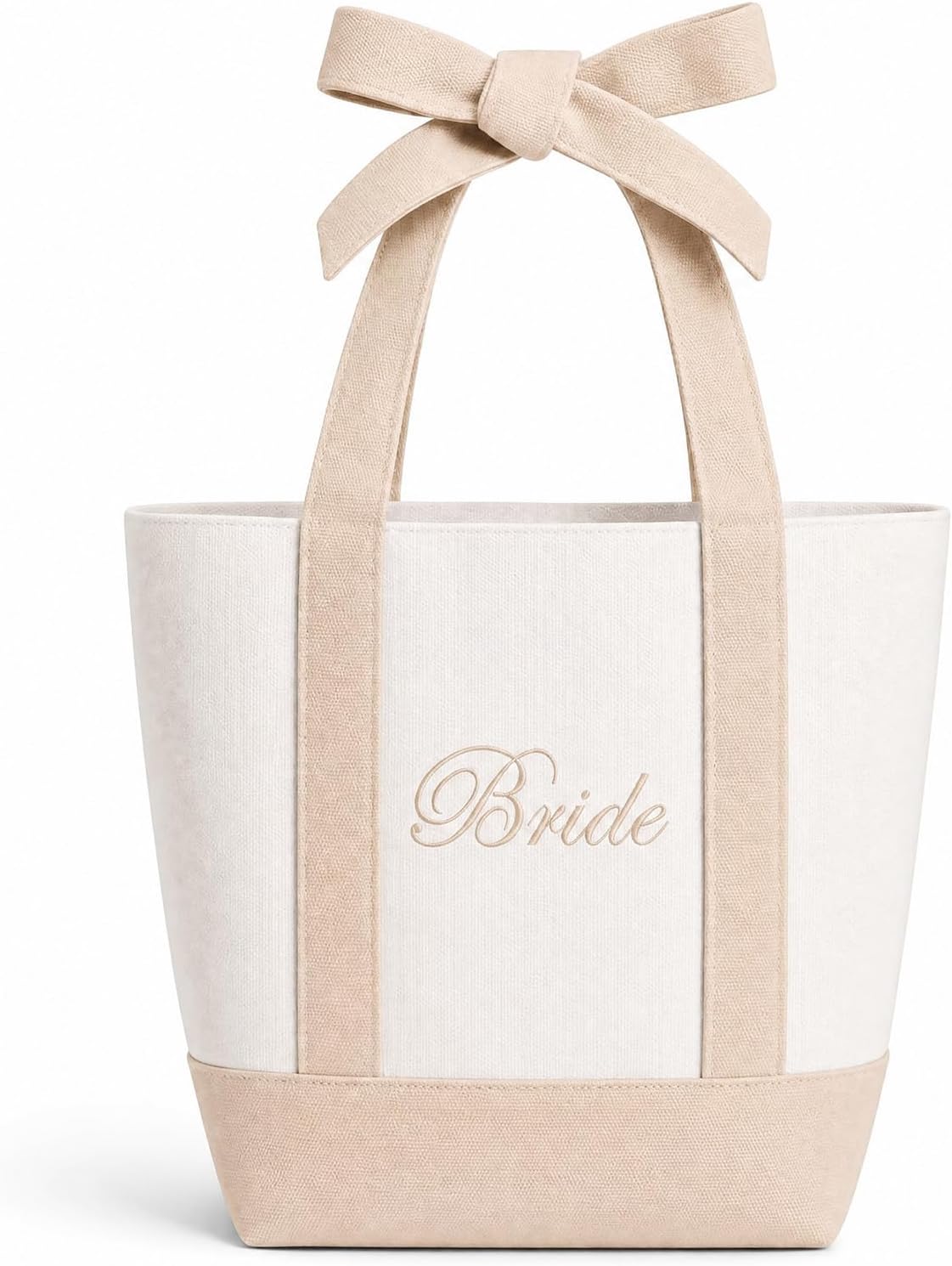 Bride Tote Bag with Bow Mini Embroidered Canvas Bag Bride to Be Gifts for Bachelorette Bridal Shower