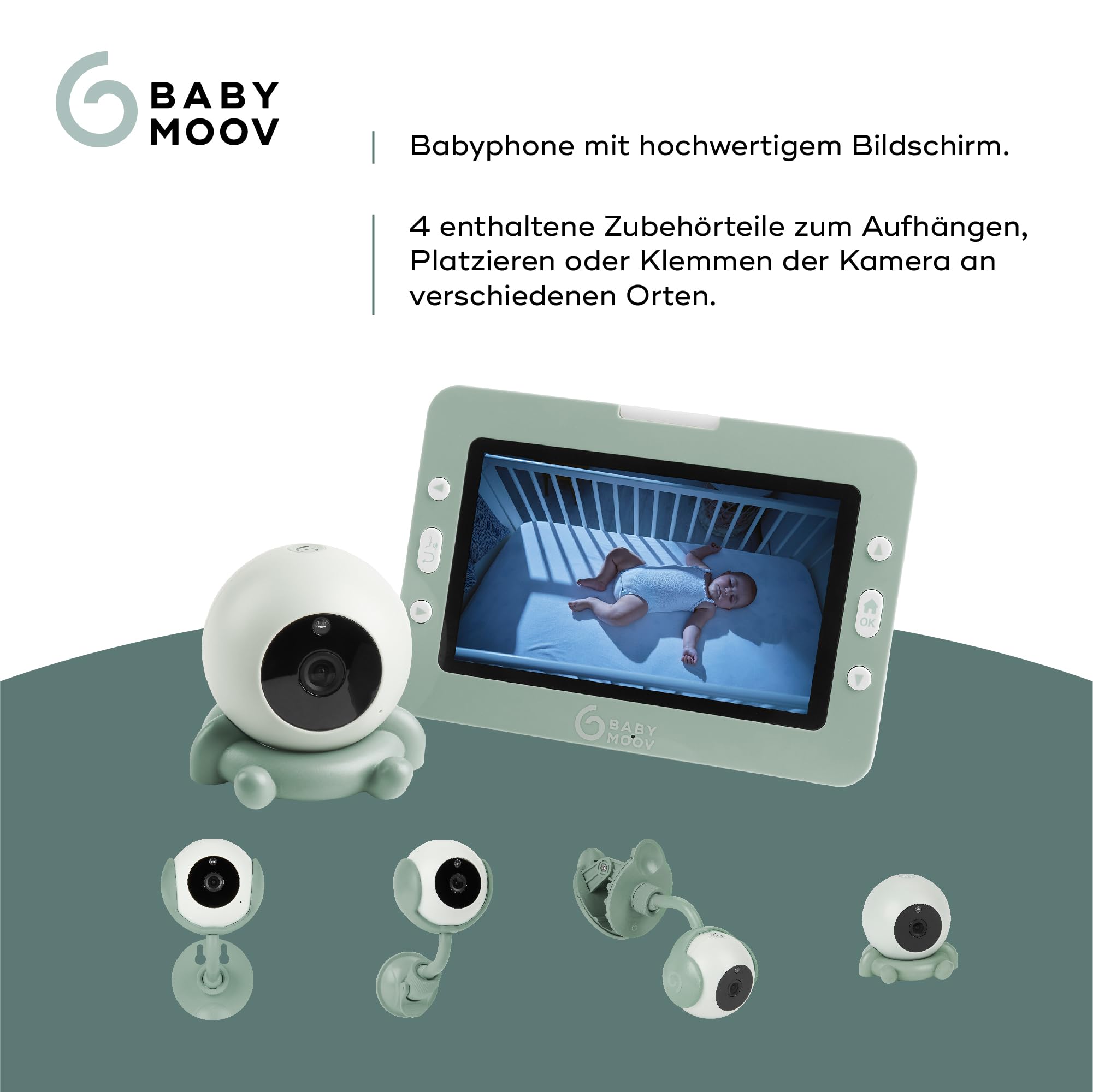 Babymoov Babyphone mit Kamera Yoo GO Plus HD - 5"-Display in HD-Qualität 720px, 8 Stunden Akkulaufzeit, Sleep Technology