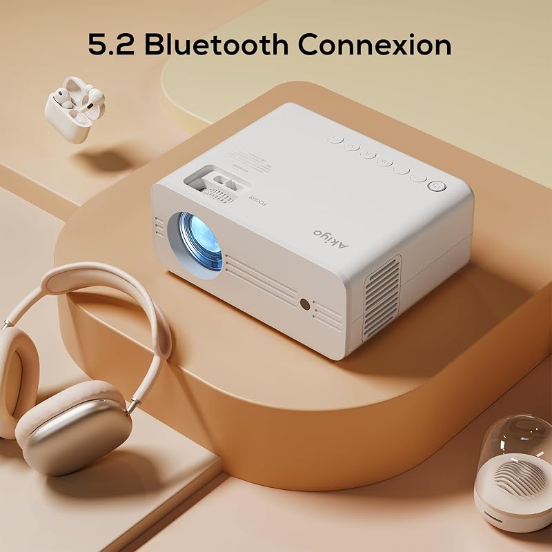 AKIYO Mini 4K Projektor 1080P Full HD 26000 Lumen WiFi 6 Bluetooth Okostelefon TV Stick PC