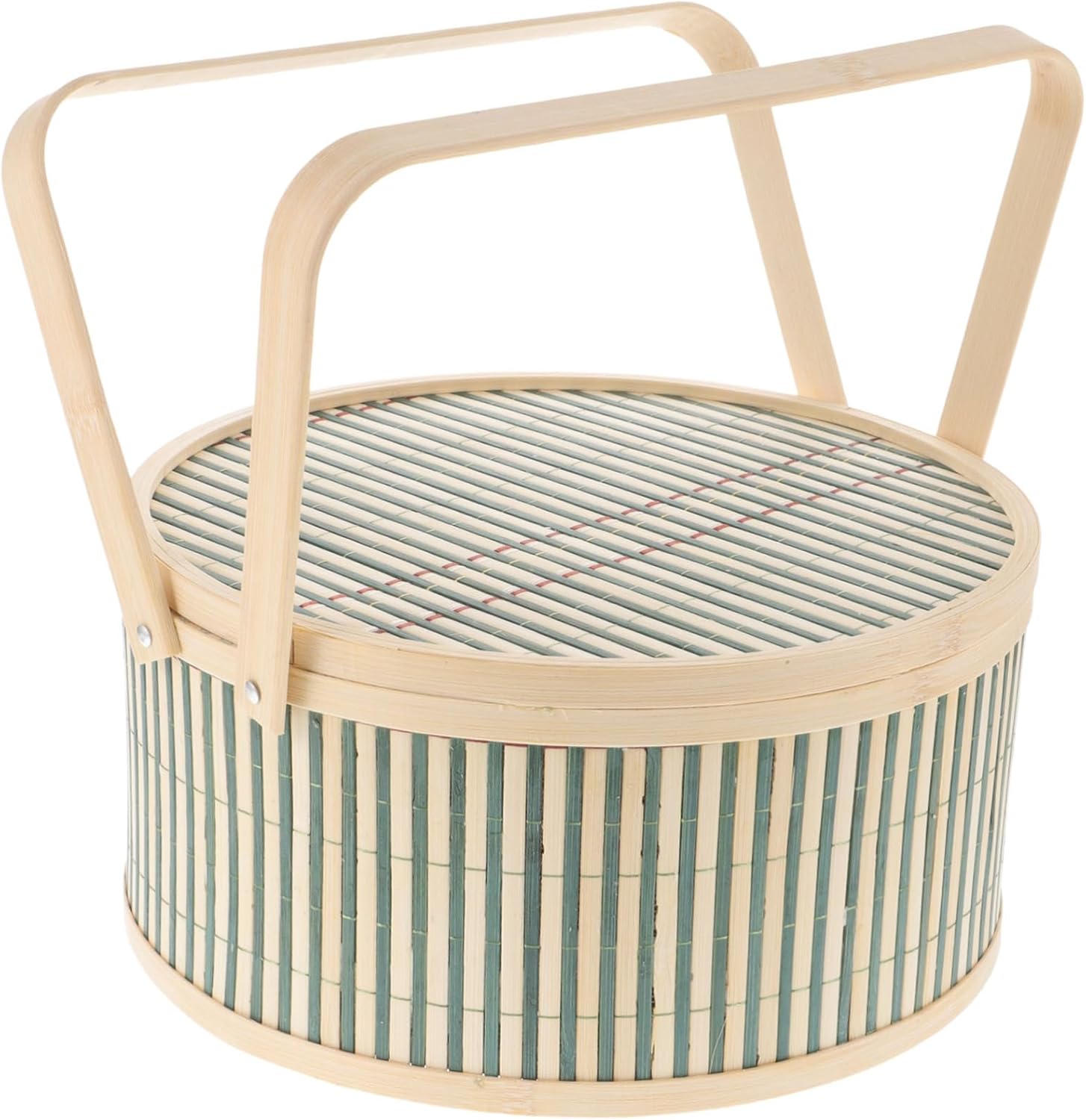 Bamboo Lunch Basket Woven Basket Handle for Picnic Hiking Garden and Flower Gathering