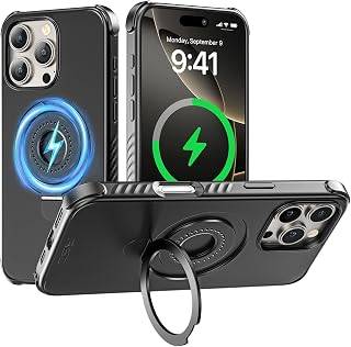 A2C One-Lock Ultra Safe iPhone 16 Pro Max Case – Compatible with One-Lock Car/Bike/Motorcycle Mounts, Eco-Friendly 2X Thick Military-Grade Drop Protection, Stable & Secure – Black & Ring Kickstand