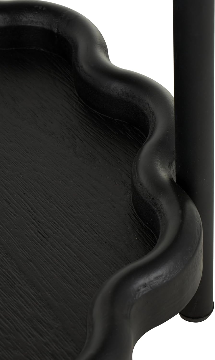 Deco 79 Wood Side End Accent Table Floral Inspired 2 Level End Table with Metal Legs, Side Table 15" x 15" x 24", Black