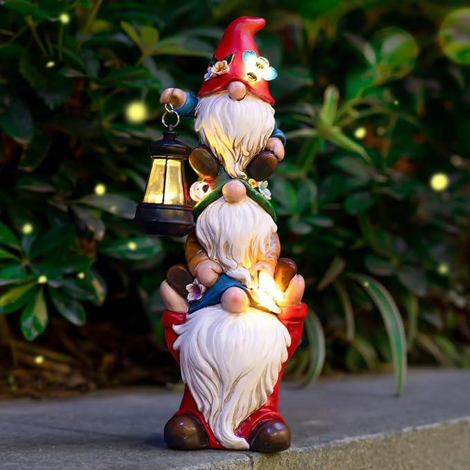 Garden Gnome Statue with Lights