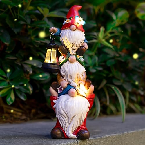 twinbling Garden Gnome Statue with Solar Lights Garden Sculptures Funny