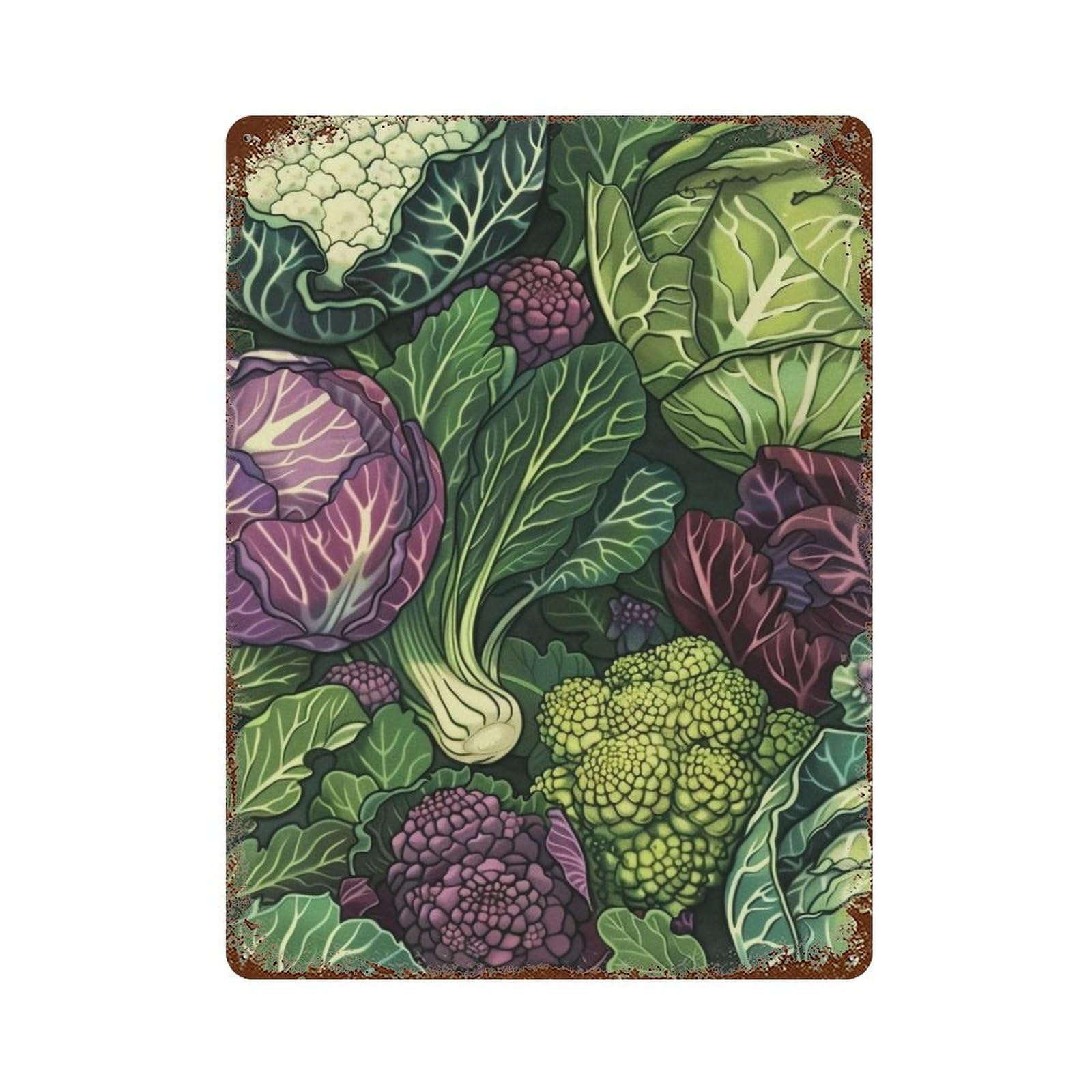 WUJHGRSG Mosaic Vegetable Tapestry 02 Wall Art Retro Iron Vintage Metal Tin Sign Poster Modern Decor for Home Cofffee Club Bar Shop Style 40x30cm