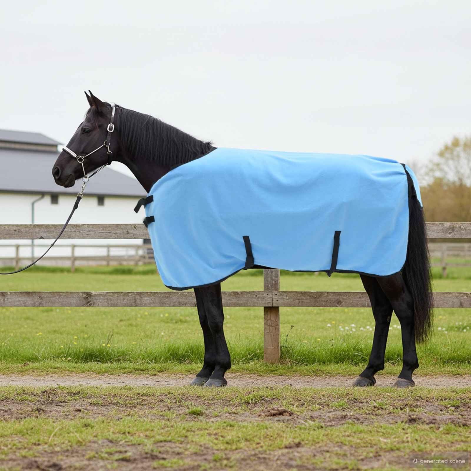 Manta para caballos Aqua de 115 cm, poliéster, transpirable, impermeable, resistente al viento, con cuello extraíble y bolsillo para el vientre para pastos, protección al aire libre contra el