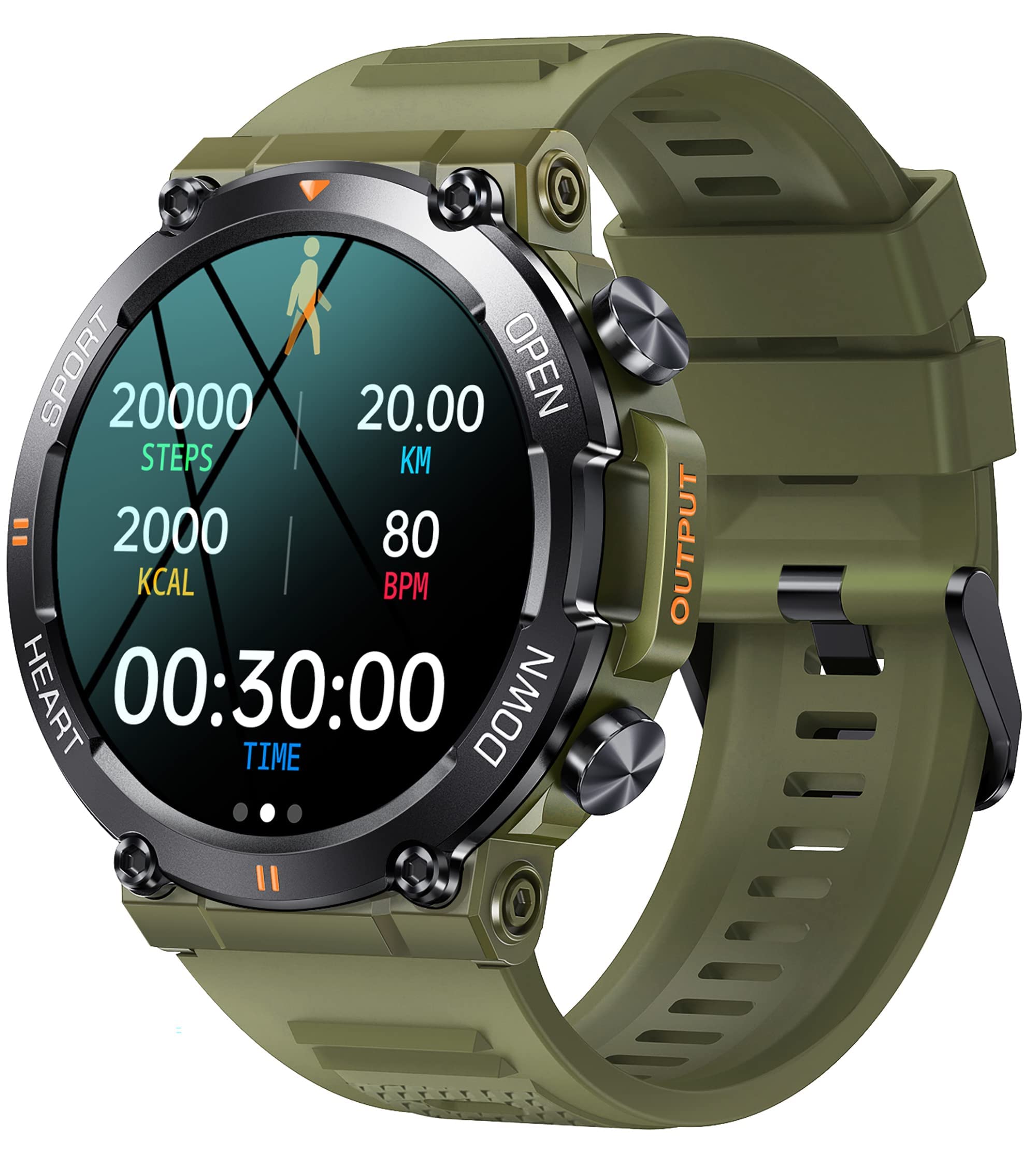Militär Uhr Smartwatch Blutdruck Herren Armbanduhr Smartwatches mit Telefonfunktion IP68 Wasserdicht Sportuhren Outdoor Tactical Watch Military Schwarz Fitnessuhr für Männer Ios Android Schrittzähler