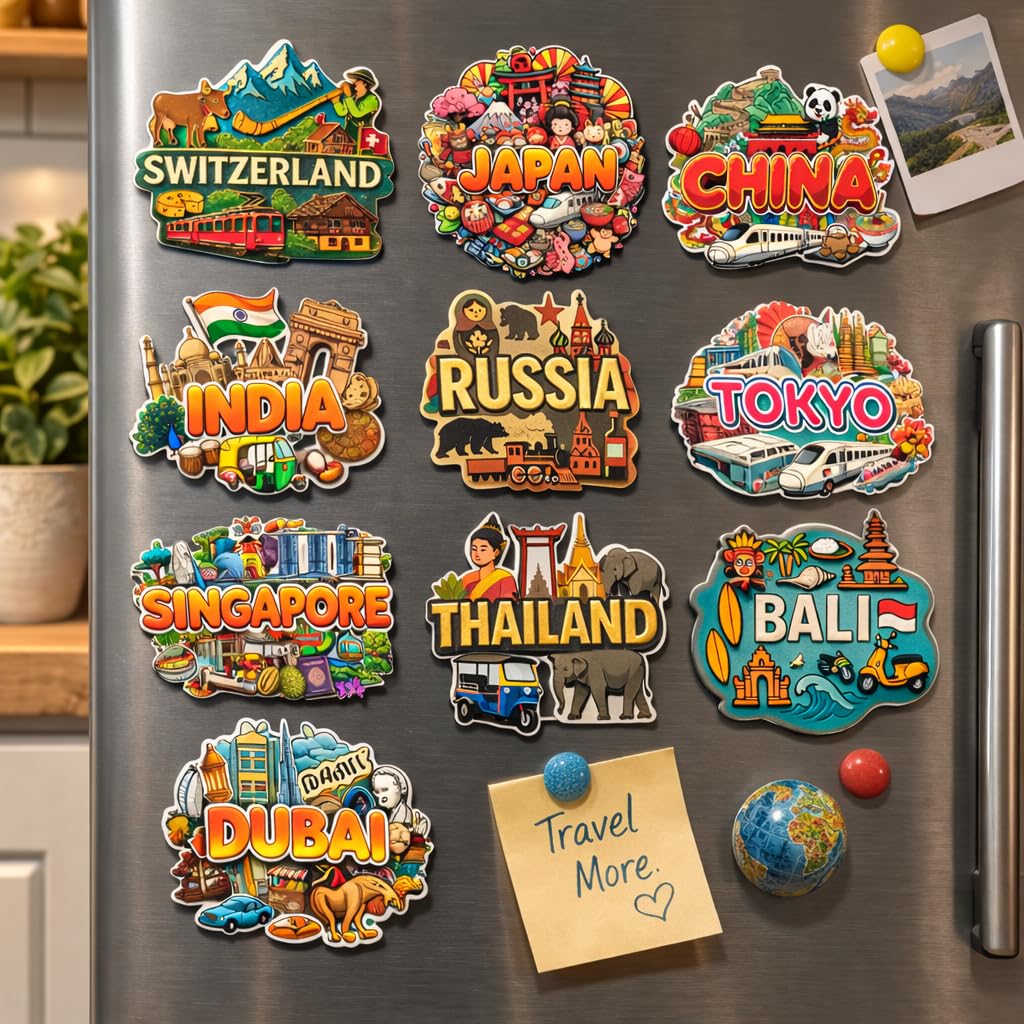 Collectible Country Fridge Magnets - 10 Pack -1