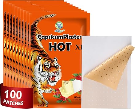KONGDY 100 PCS Tiger Patches, Chinese Red Tiger Hot Capsicum Patch XL Large Size Ultra Strength Capsaicin Patches for Muscle Joint of Knee Shoulder Neck Relief, 4.7 in*7 in