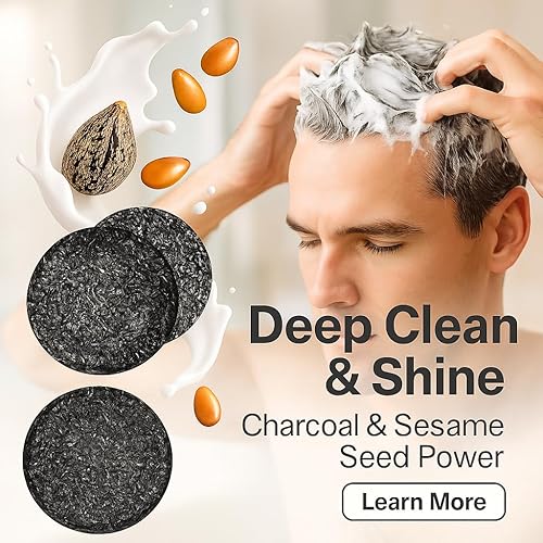 Miniatura 2 de Jabón de hierbas sin pelo gris con ginseng Carbón vegetal y semillas de sésamo para ofrecer un más oscuro Brillo radiante, suavidad sedosa y un